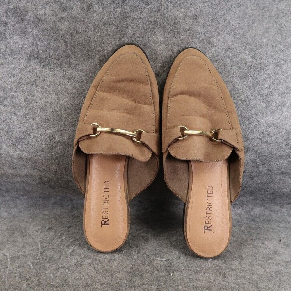 Restricted Shoes Womens 8 Mule Flats Slip On Classic Brown Casual Lifestyle - Picture 7 of 13